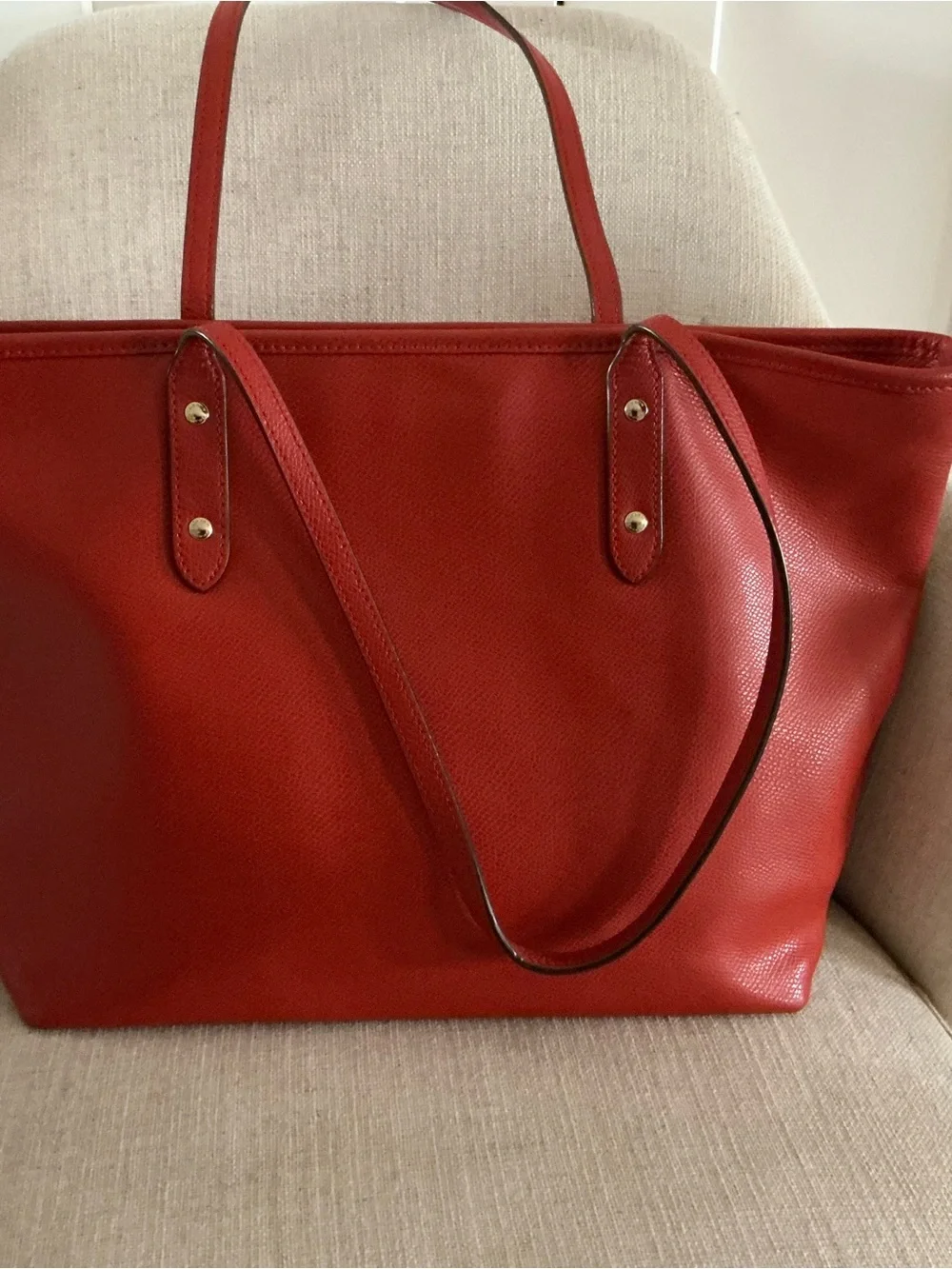 Coach city zip tote vibrant red handbag F36875